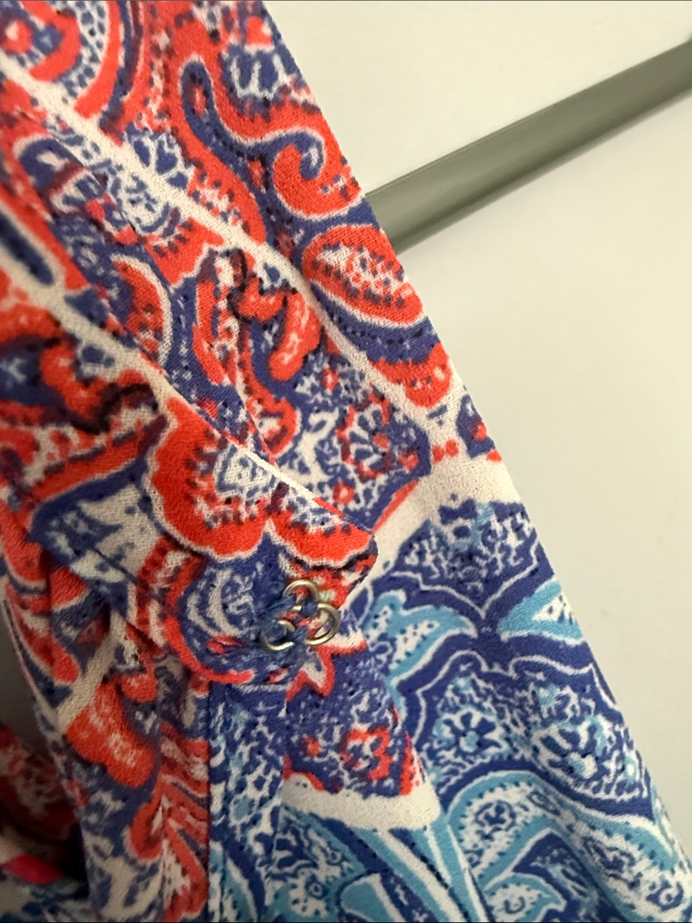 St. Tropez Blue & Orange Paisley Halter Top - Picture 5 of 9